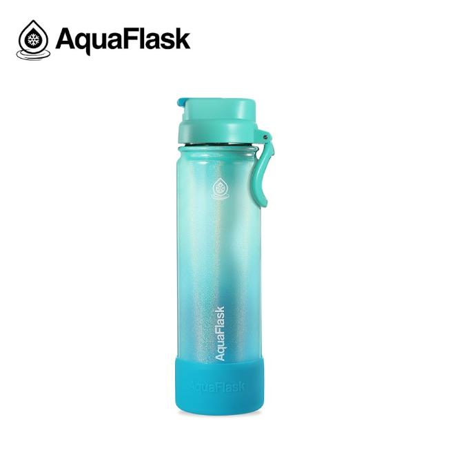 Turkis AquaFlask vandflaske med låg og håndtag, blå, grøn, termoflaske, drikkedunk
