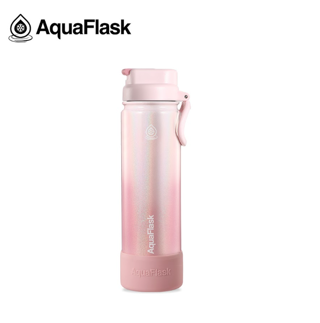 Lyserød AquaFlask termoflaske med låg og hank, pink, termoflaske, drikkedunk, rosa, tud