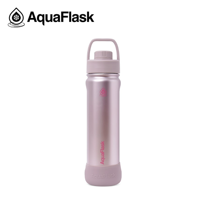 Lyserød, lila, AquaFlask vandflaske med låg og håndtag, shiny, 650 ml, skinner,